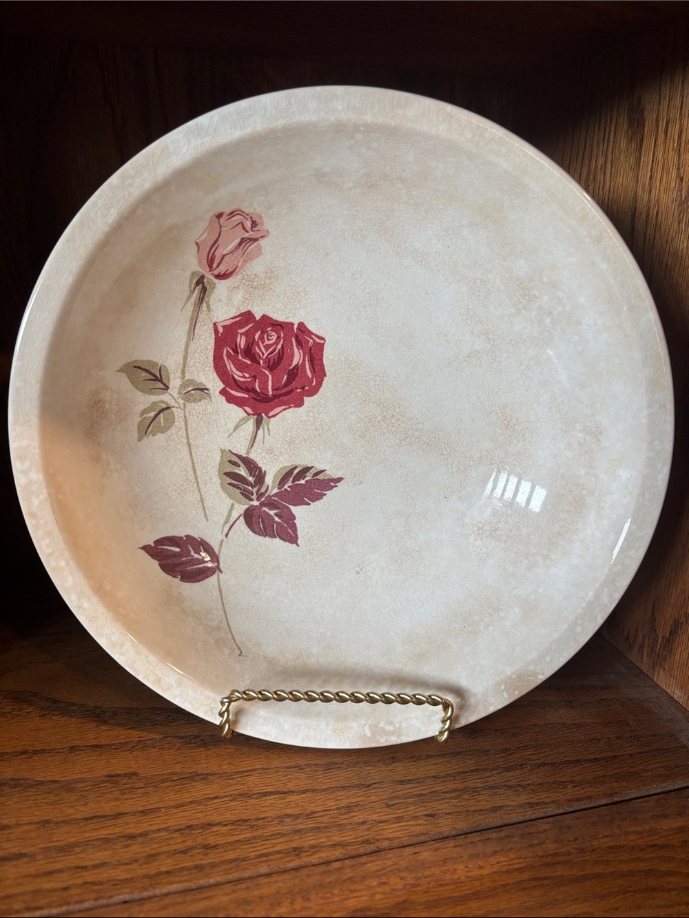 Vintage Rose Motif Decorative Bowl - Pink Rose on Cream